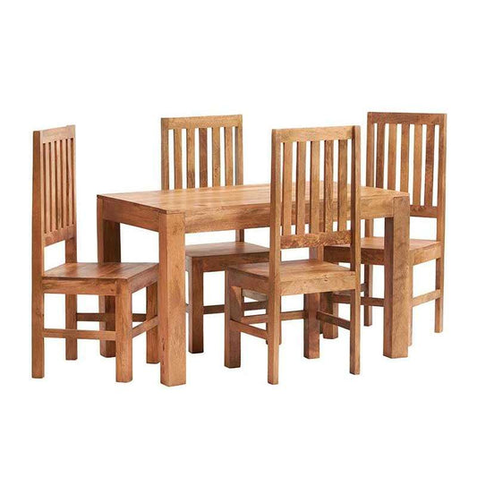 Toko Light Mango 4Ft Dining Set With Wooden Chairs
