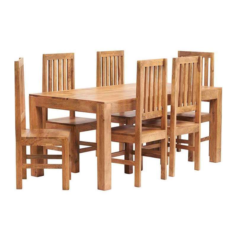 Toko Light Mango 6Ft Dining Set With Wooden Chairs