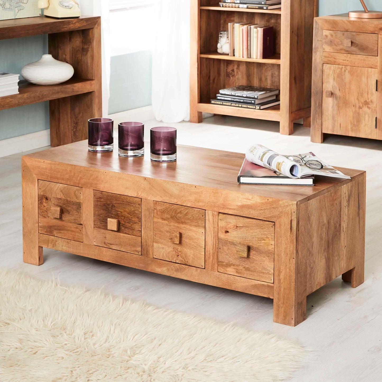 Toko Light Mango 8 Drawer Coffee Table