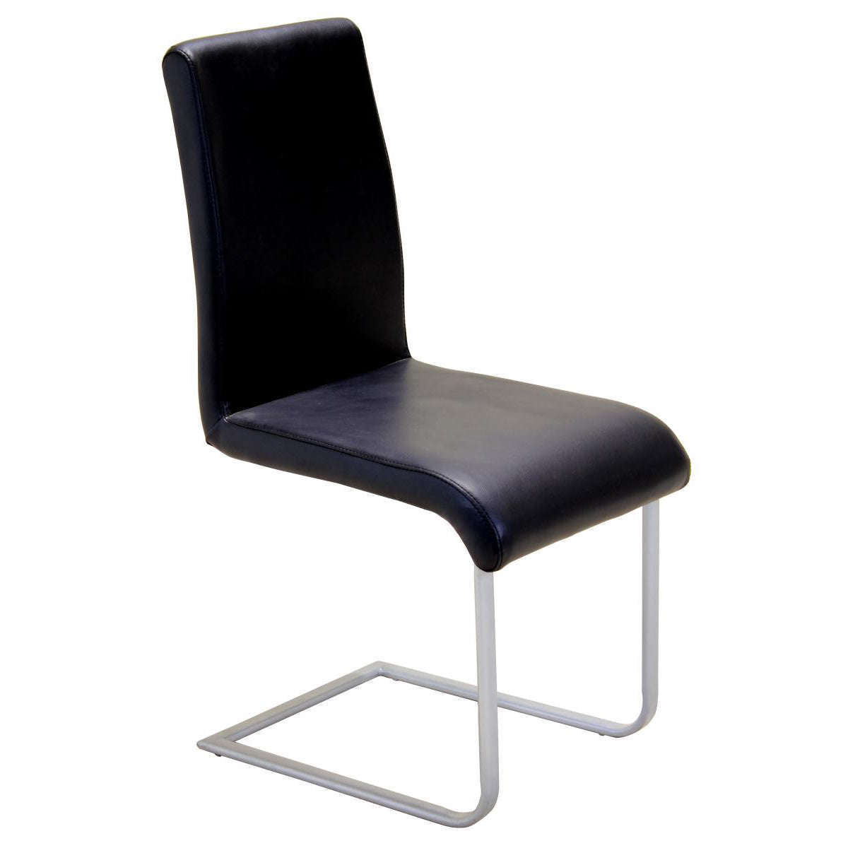 Ashpinoke:Aspen Chair Black PVC & Silver,Dining Chairs,Heartlands Furniture