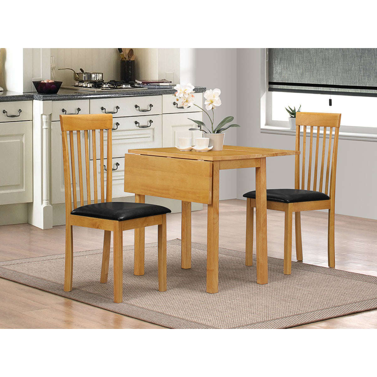 Ashpinoke:Atlas Dropleaf Dining Set with 2 Chairs Oak,Dining Sets,Heartlands Furniture