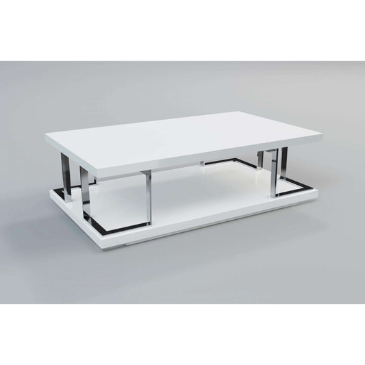 Ashpinoke:Celtic High Gloss Coffee Table White & Stainless Steel,Coffee Tables,Heartlands Furniture