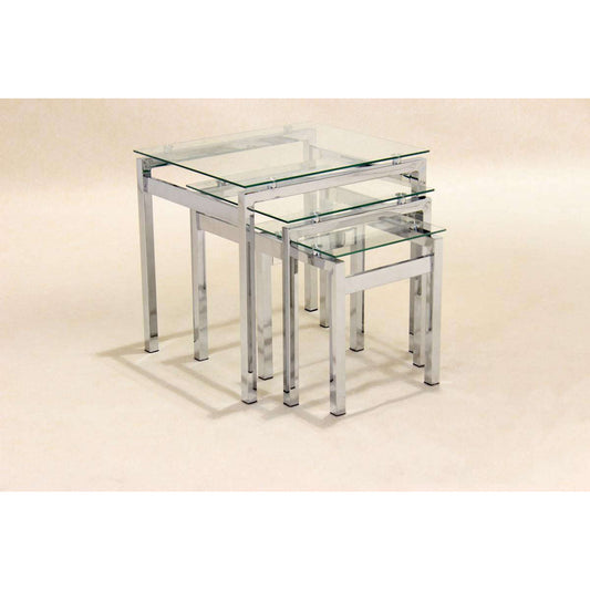 Ashpinoke:Epsom Nest of Tables Chrome/Glass JOA261,Nest of Tables,Heartlands Furniture
