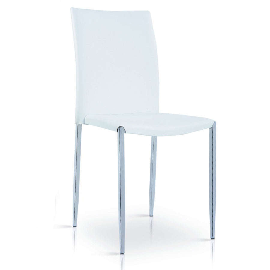 Ashpinoke:Iris Polyurethane Chair White & Chrome,Dining Chairs,Heartlands Furniture