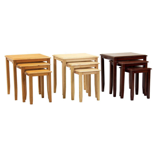 Ashpinoke:Kingfisher Solid Rubberwood Nest of Tables Natural,Nest of Tables,Heartlands Furniture