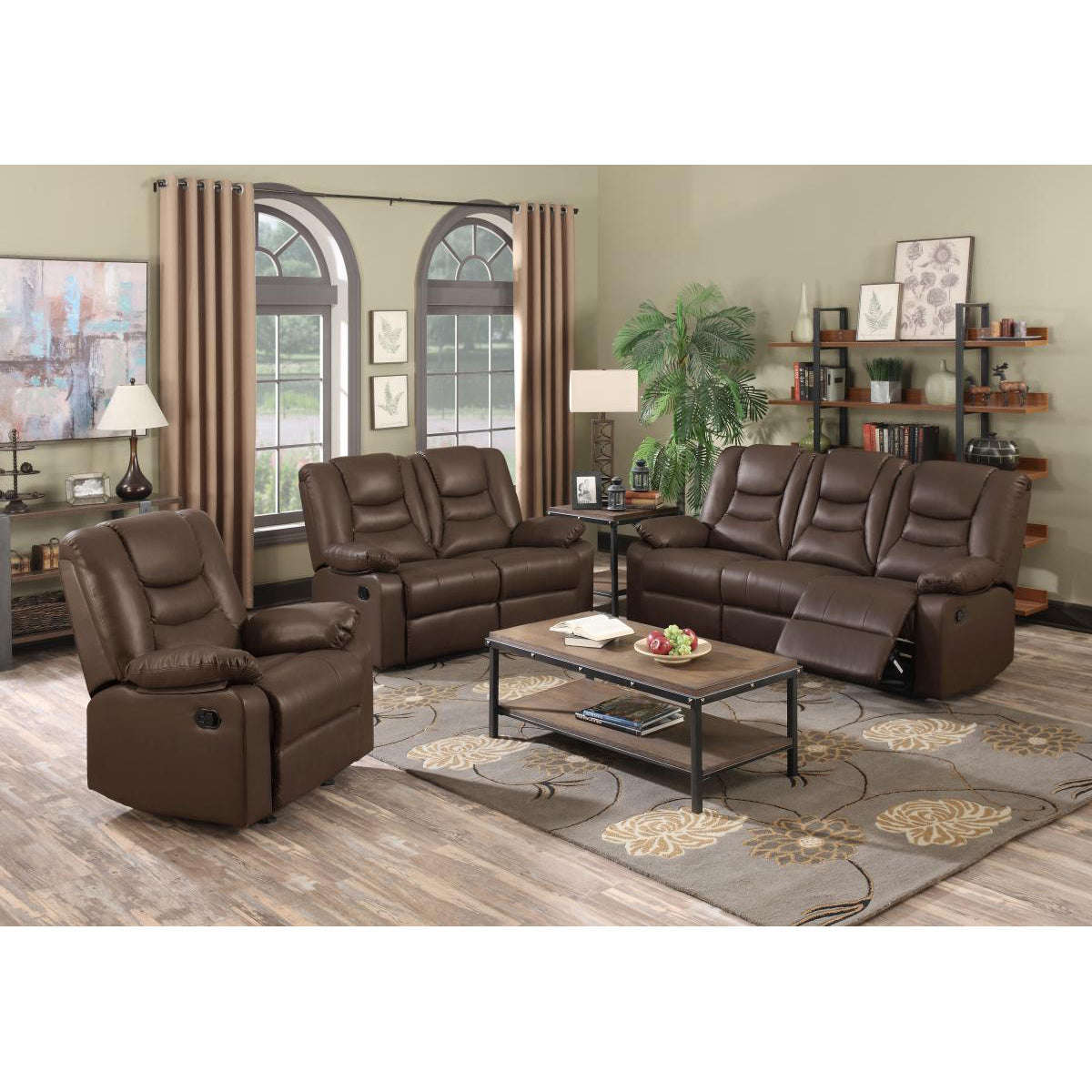 Ashpinoke:Kirk Recliner LeatherGel & Polyurethane 3 Seater Black,Sofas,Heartlands Furniture