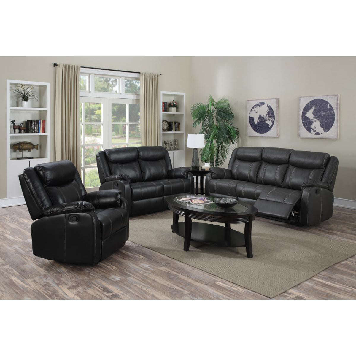 Ashpinoke:Leeds Recliner LeatherLux & Polyurethane 3 Seater Espresso,Sofas,Heartlands Furniture