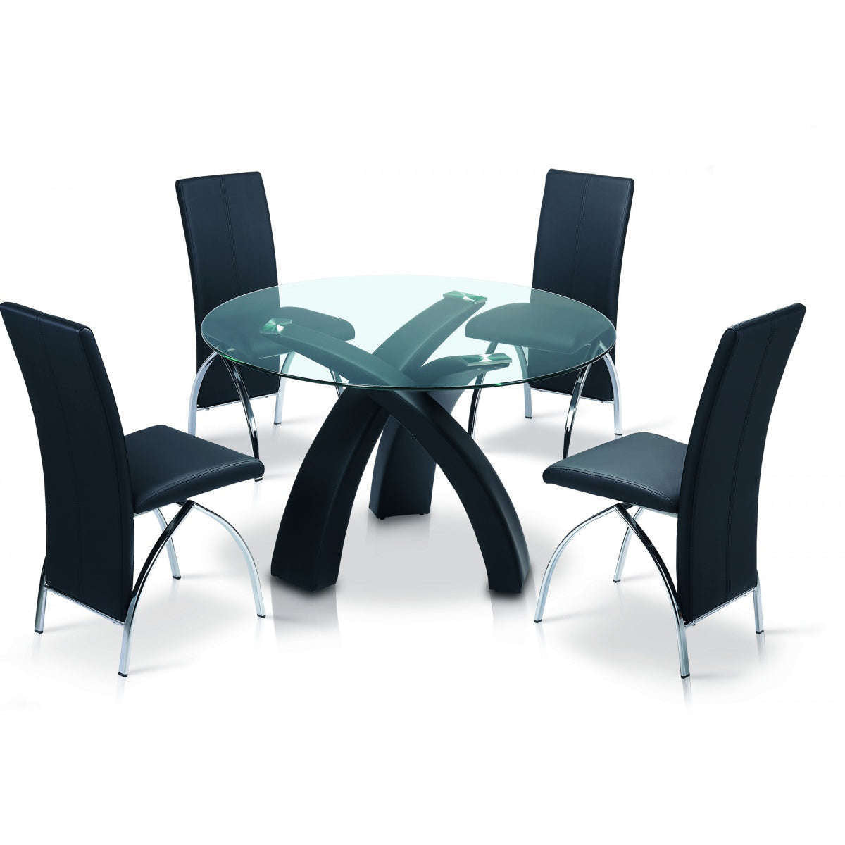 Ashpinoke:Marston Polyurethane Chair Chrome & Black,Dining Chairs,Heartlands Furniture