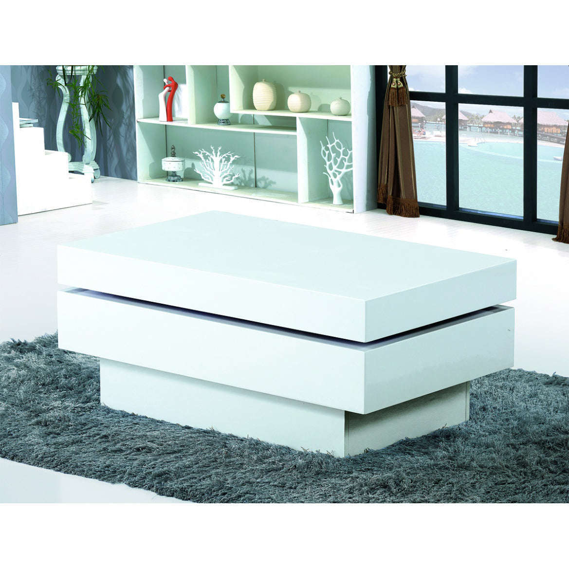 Ashpinoke:Preston White High Gloss Movable Coffee Table,Coffee Tables,Heartlands Furniture